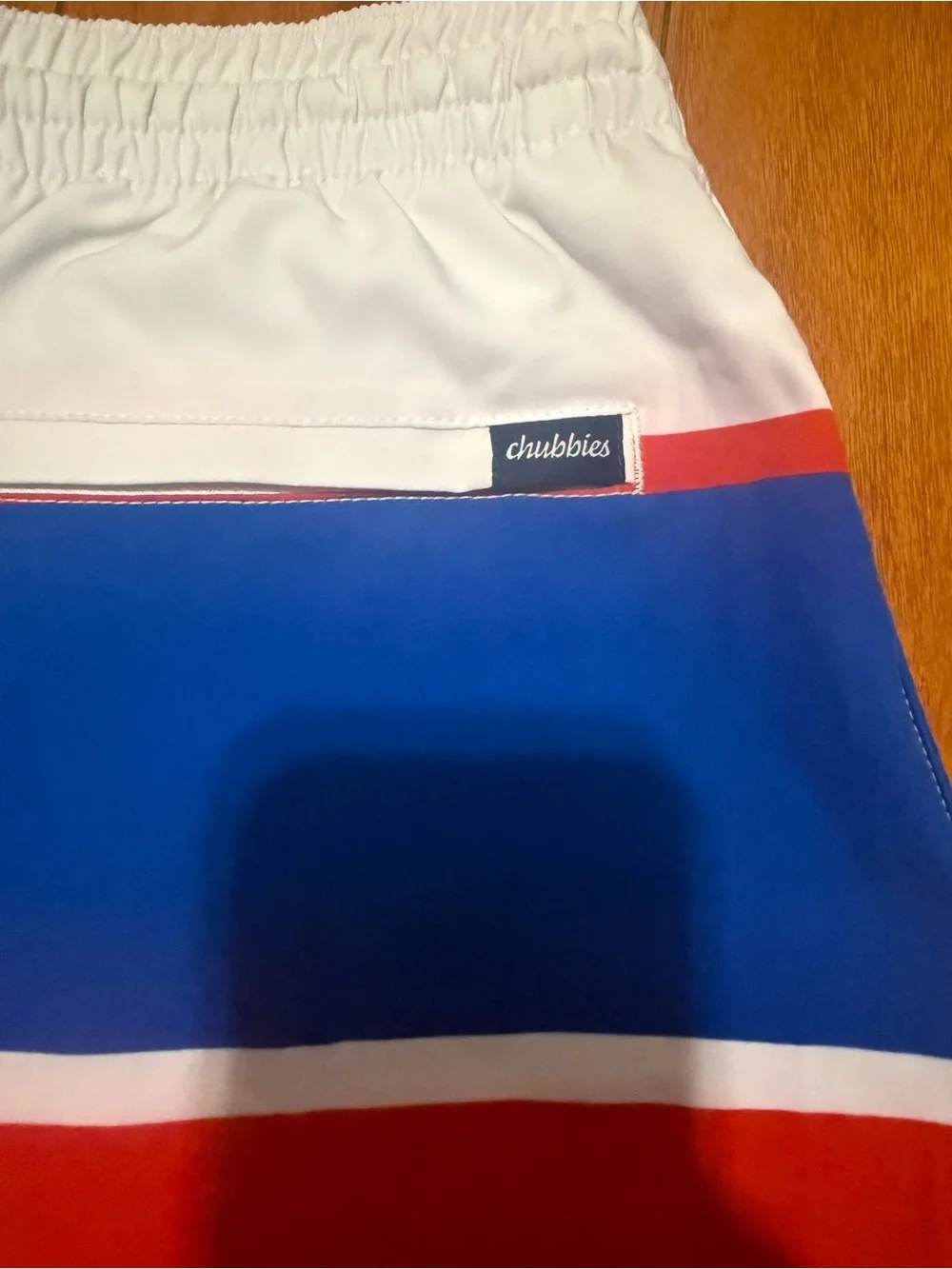 chubbies Red, Blue & White Colorblock Swim Trunks